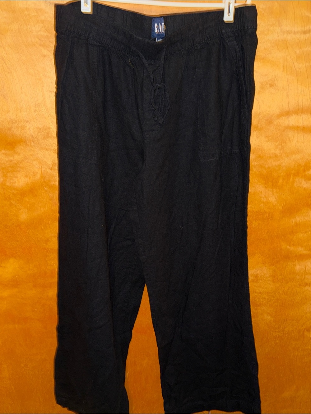 GAP Linen Black Drawstring wide leg pants women large